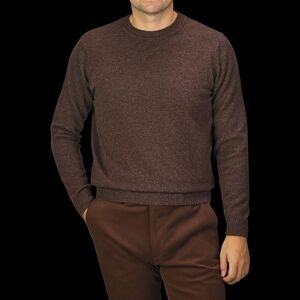 J Crew Men's Brown Crewneck Sweater - Classic Knit (100% Lambs wool)